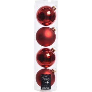 12x stuks Kerst rode glazen kerstballen 10 cm - Mat/matte - Kerstboomversiering kerst rood