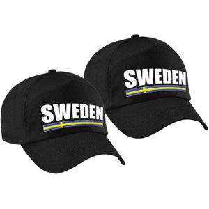 4x stuks sweden supporters pet zwart voor dames en heren - Zweden landen cap - supporter kleding