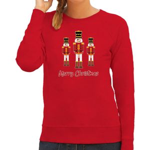 Bellatio Decorations foute kersttrui/sweater dames - Notenkrakers - rood - piemel/penis