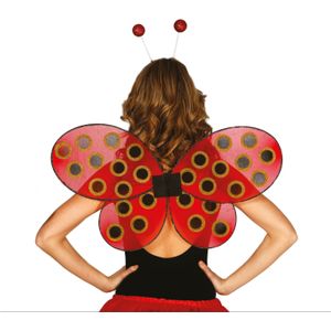 Fiestas Guirca Verkleed vleugels lieveheersbeestje - rood/zwart - voor dames/meisjes - Carnavalskleding/accessoires