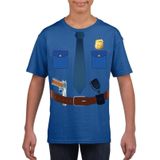 Politie uniform kostuum blauw shirt voor kinderen - Hulpdiensten verkleedkleding