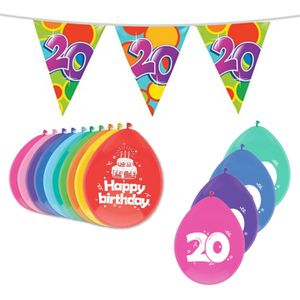 Haza Leeftijd verjaardag thema pakket 20 jaar - ballonnen/vlaggetjes