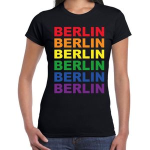 Regenboog Berlin gay pride / parade zwart t-shirt voor dames - LHBT evenement shirts kleding / outfit