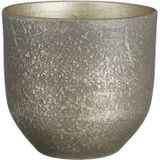 Mica Decorations - plantenpot/bloempot - 2x - zwart/goud flakes relief- D24/H22 cm