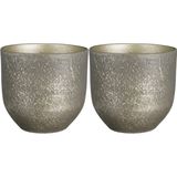 Mica Decorations - plantenpot/bloempot - 2x - zwart/goud flakes relief- D24/H22 cm