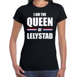 Koningsdag t-shirt I am the Queen of Lelystad - zwart - dames - Kingsday Lelystad outfit / kleding / shirt