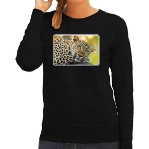 Dieren sweater met jaguars foto - zwart - voor dames - natuur / jaguar cadeau trui - kleding / sweat shirt