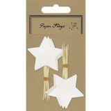 30x stuks Blanco cocktailprikkers witte sterren 8 cm - Feestartikelen bruiloft of hobby artikelen