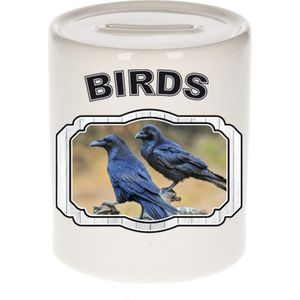 Dieren liefhebber raaf spaarpot  9 cm jongens en meisjes - keramiek - Cadeau spaarpotten vogels liefhebber