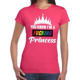 Roze You know i am a fucking Princess t-shirt dames - gay pride