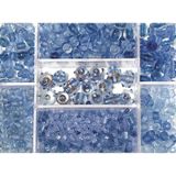 Lichtblauwe glaskralen 115 gram in 7-vaks opbergbox/sorteerbox - kralen - DIY sieraden maken - Hobby/knutselmateriaal