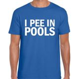 Fout I pee in pools fun tekst t-shirt blauw voor heren - fout fun tekst shirt
