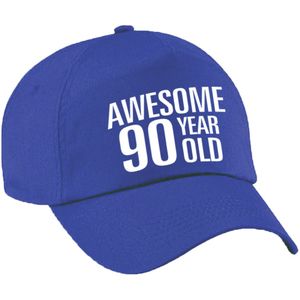 Awesome 90 year old verjaardag pet / cap blauw voor dames en heren - baseball cap - verjaardags cadeau - petten / caps