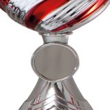 Trofee/prijs beker - zilver - rode lijnen - kunststof - 19 x 10 cm - sportprijs