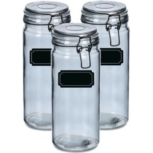 Weckpotten/inmaakpotten - 4x - 1L - glas - met beugelsluiting - incl. etiketten