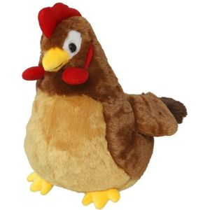 Gerimport Pluche haan knuffel - 20 cm - bruin - boederijdieren kippen speelgoed knuffels