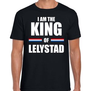 Koningsdag t-shirt I am the King of Lelystad - zwart - heren - Kingsday Lelystad outfit / kleding / shirt