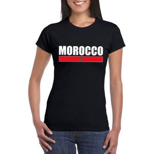 Zwart Marokko supporter t-shirt voor dames - Marokkaanse vlag shirts