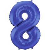 Folat folie ballonnen - Leeftijd cijfer 80 - blauw - 86 cm - en 2x slingers