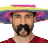 Boland Carnaval verkleed snor - 4x - Mexicaan/Cowboy/Biker - zwart - zelfklevende namaak snor/plaksnor