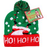 Funny Fashion foute kerstmuts - groen/rood - Ho Ho Ho - volwassenen - acryl - wintermuts