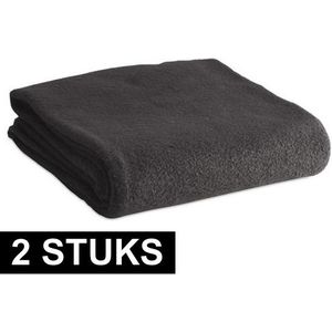 2x Fleece Dekens/Plaids Zwart 120 X 150 cm  - Woondekens