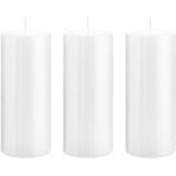3x Witte cilinderkaarsen/stompkaarsen 8 x 20 cm 119 branduren - Geurloze kaarsen - Woondecoraties