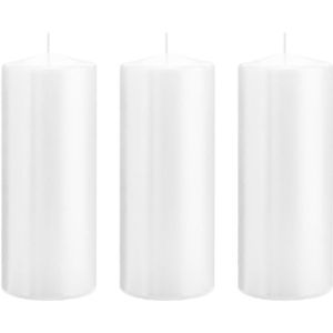 3x Witte cilinderkaarsen/stompkaarsen 8 x 20 cm 119 branduren - Geurloze kaarsen - Woondecoraties