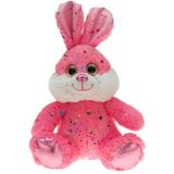 Pluche roze paashaas/hazen knuffel met metallic sterretjes 25 cm speelgoed - Roze haasje knuffeldier - Haas/konijn Pasen