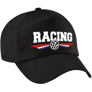 Racing coureur supporter pet met Nederlandse vlag zwart voor kinderen -  race thema / race supporter baseball cap