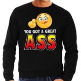 Funny emoticon sweater You got a great ass zwart voor heren -  Fun / cadeau trui