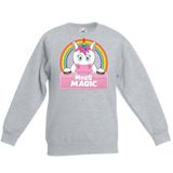 Miss Magic de eenhoorn sweater grijs voor meisjes - eenhoorns trui - kinderkleding / kleding