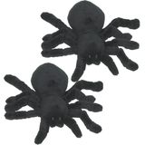 Set van 2x stuks pluche knuffel dieren Tarantula spinnen 20 cm - Halloween spinnen knuffels