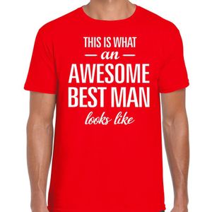This is what an awesome best man looks like cadeau t-shirt rood heren - kado voor een huwelijks getuige