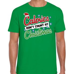 Fout Kerst shirt / t-shirt - Calories dont count at Christmas - groen voor heren - kerstkleding / kerst outfit