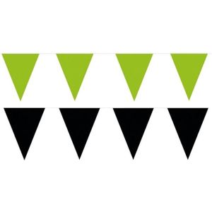 Zwart/Groene feest punt vlaggetjes pakket - 120 meter - slingers/ vlaggenlijn