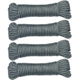 AMIG Paracord touw - 4x - 20 meter - D4mm - 100kg - PP/PE - legergroen/wit