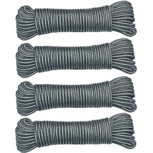 AMIG Paracord touw - 4x - 20 meter - D4mm - 100kg - PP/PE - legergroen/wit