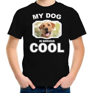 Labrador retriever honden t-shirt my dog is serious cool zwart - kinderen - Labradors liefhebber cadeau shirt - kinderkleding / kleding