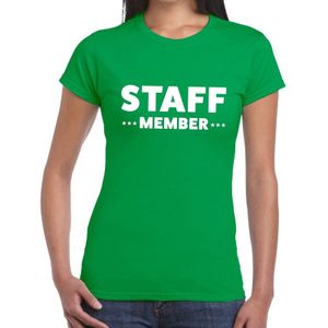 Staff member tekst t-shirt groen dames - evenementen personeel / crew shirt