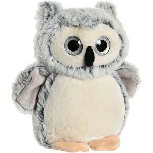 Items speelgoed Uil vogel knuffeldier van zachte pluche - grijs - 20 cm