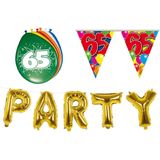 Folat - Verjaardag feestversiering 65 jaar PARTY letters en 16x ballonnen met 2x plastic vlaggetjes