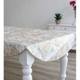 Buiten tafelkleed/tafelzeil houten planken print 160 cm rond met 4 tafelkleedklemmen - Tuintafelkleed tafeldecoratie