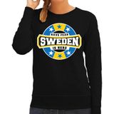 Have fear Sweden is here sweater met sterren embleem in de kleuren van de Zweedse vlag - zwart - dames - Zweden supporter / Zweeds elftal fan trui / EK / WK / kleding