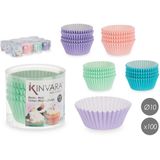 Kinvara Muffin en cupcakes maken vormpjes - papier - paars - set 200x stuks - dia 10 cm - zelf taartjes maken