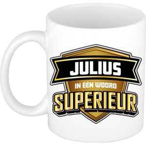 Bellatio Decorations Naam mok Julius - wit - Superieur - keramiek - 300 ml - collega beker - cadeau