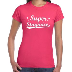 Super stagiaire cadeau t-shirt roze voor dames - stage kado shirt