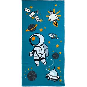 Strand/badlaken voor kinderen - ruimtevaart print - 70 x 140 cm - microvezel