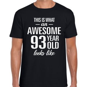 Awesome 93 year - geweldige 93 jaar cadeau t-shirt zwart heren -  Verjaardag cadeau