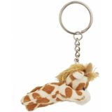 Set van 2x stuks pluche giraffe knuffel sleutelhangers 6 cm - Speelgoed dieren sleutelhangers